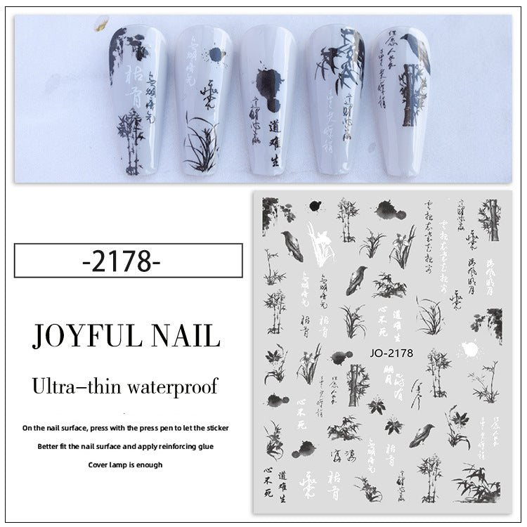 Wholesale Resin Rabbit National Style Ink Painting Nail Decals